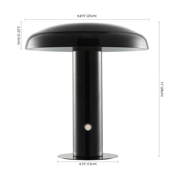 Suillius 11" Contemporary Bohemian Rechargeable/Cordless Iron Integrated LED Mushroom Table Lamp - JONATHAN Y